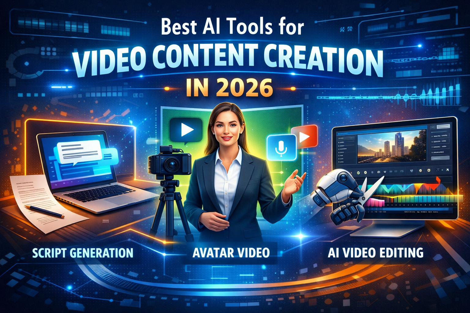 Best AI tools for video content creation in 2026 covering script generation avatar video and AI video editing